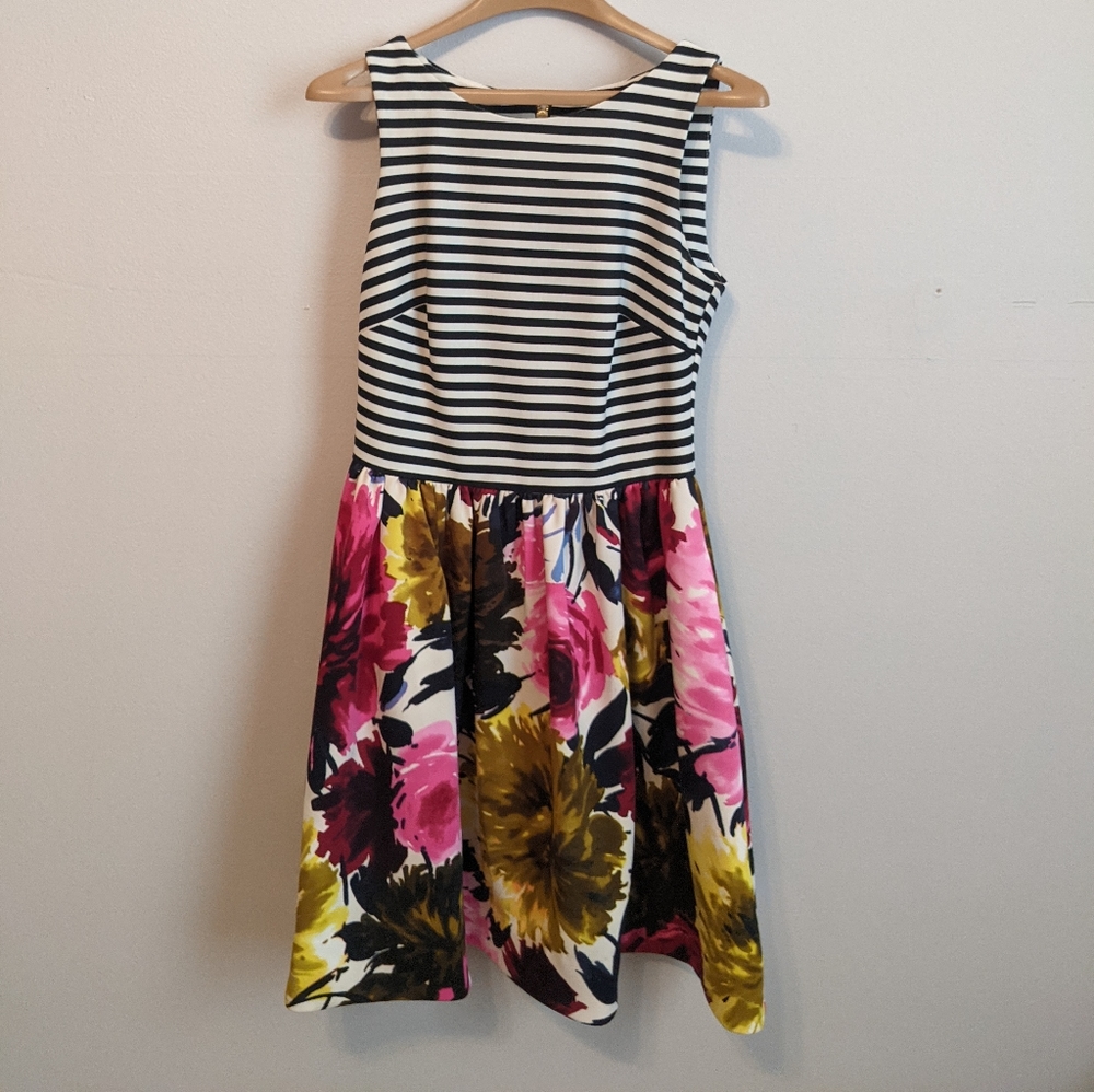 Taylor Brand Striped Floral Dress Size 8